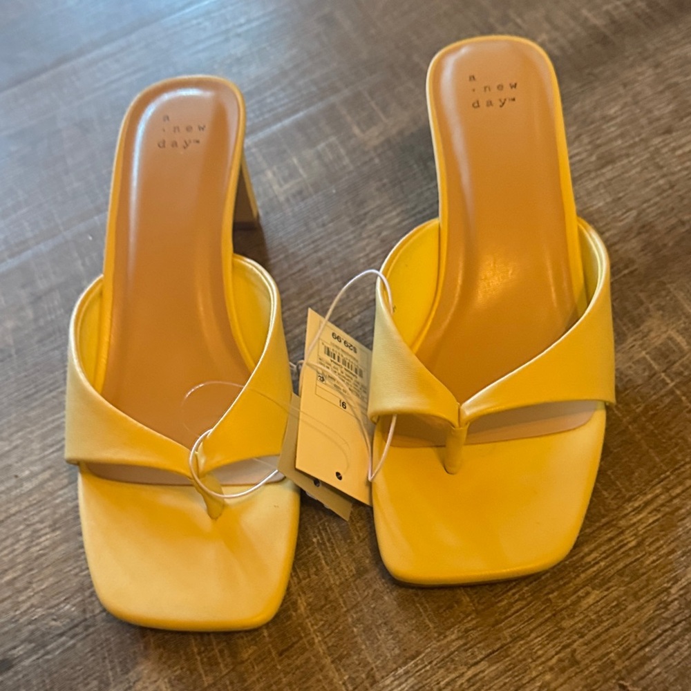A New Day Women's Bright Yellow Heeled Sandals